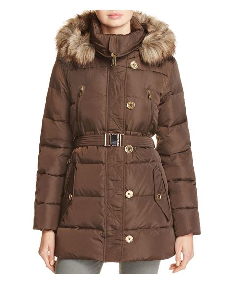 michael kors puffer coat with faux fur hood|michael kors quilted puffer jacket.